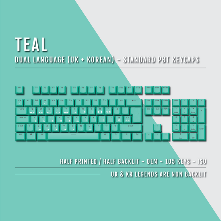 Teal UK & Korean Dual Language PBT Keycaps Krome Keycaps LTD korean