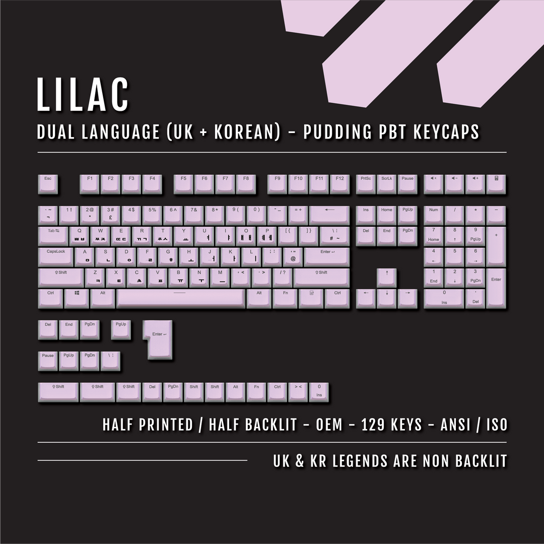 Lilac UK & Korean Dual Language PBT Pudding Keycaps