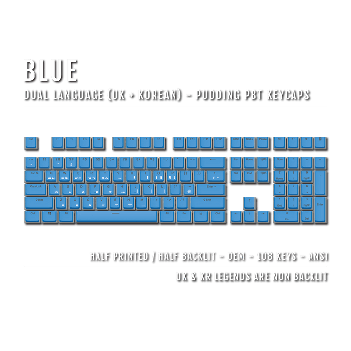 Blue UK & Korean Dual Language PBT Pudding Keycaps