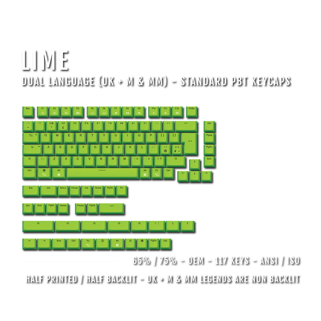 Lime UK & Keychron (Layout) Dual Language PBT Keycaps - 65/75%