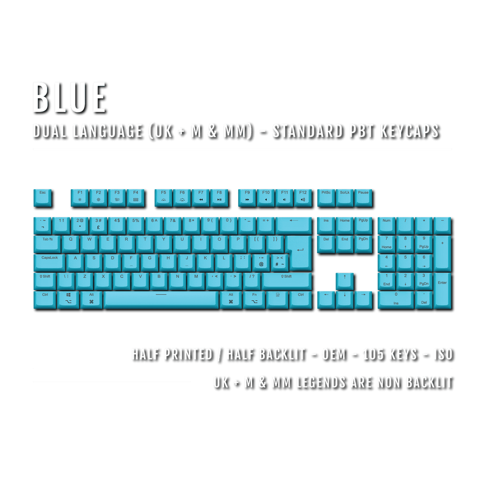 Blue UK & Mac/Multimedia Dual Language PBT Keycaps Krome Keycaps LTD mac & multimedia