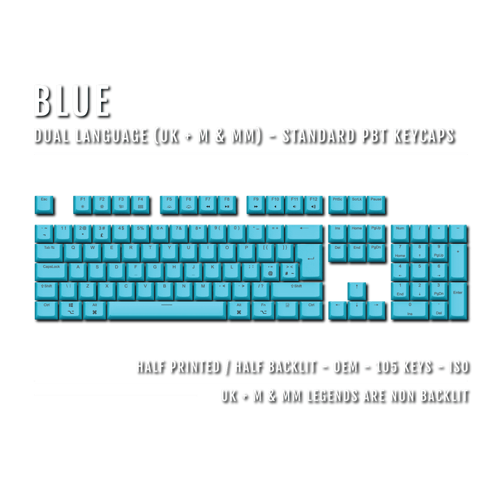 Blue UK & Mac/Multimedia Dual Language PBT Keycaps Krome Keycaps LTD mac & multimedia