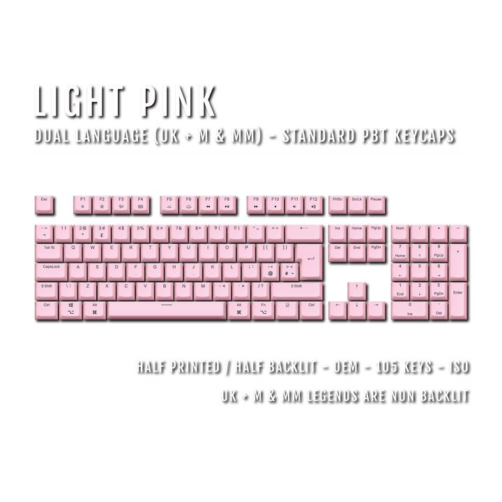 Light Pink UK & Mac/Multimedia Dual Language PBT Keycaps Krome Keycaps LTD mac & multimedia