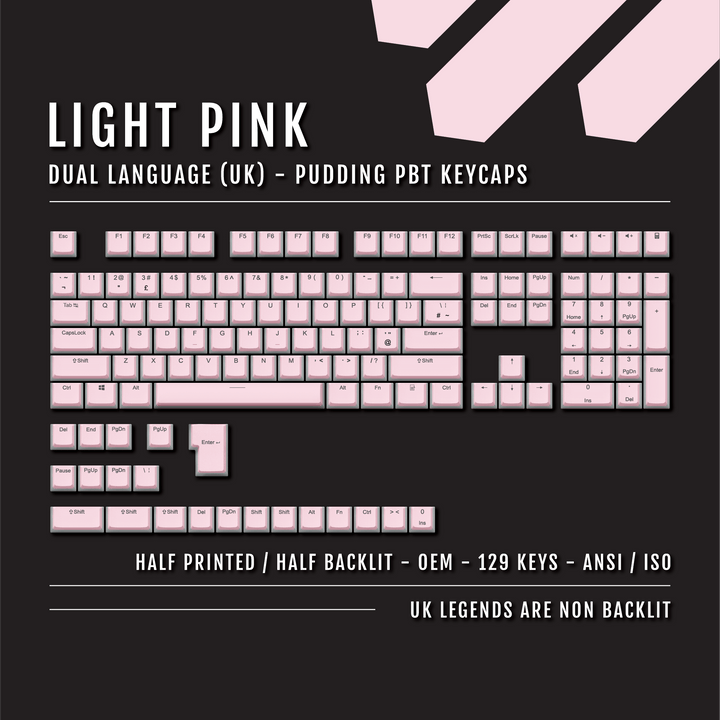 Light Pink UK Dual Language PBT Pudding Keycaps