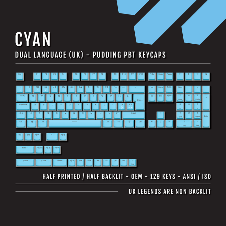 Cyan UK Dual Language PBT Pudding Keycaps