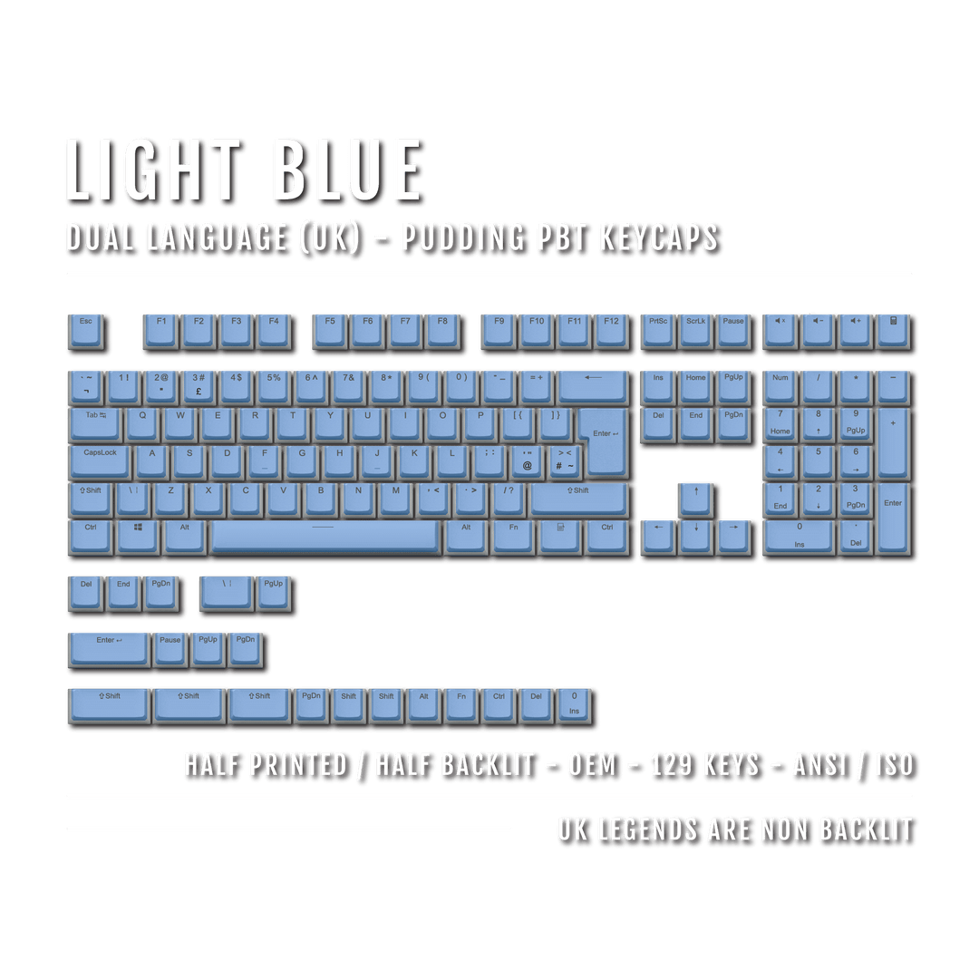 Light Blue UK Dual Language PBT Pudding Keycaps