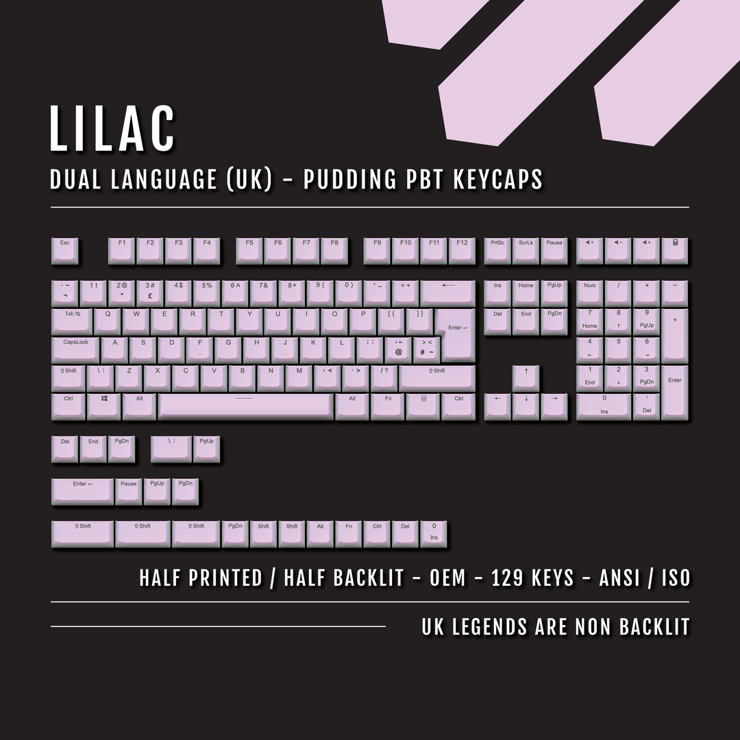 Lilac UK Dual Language PBT Pudding Keycaps