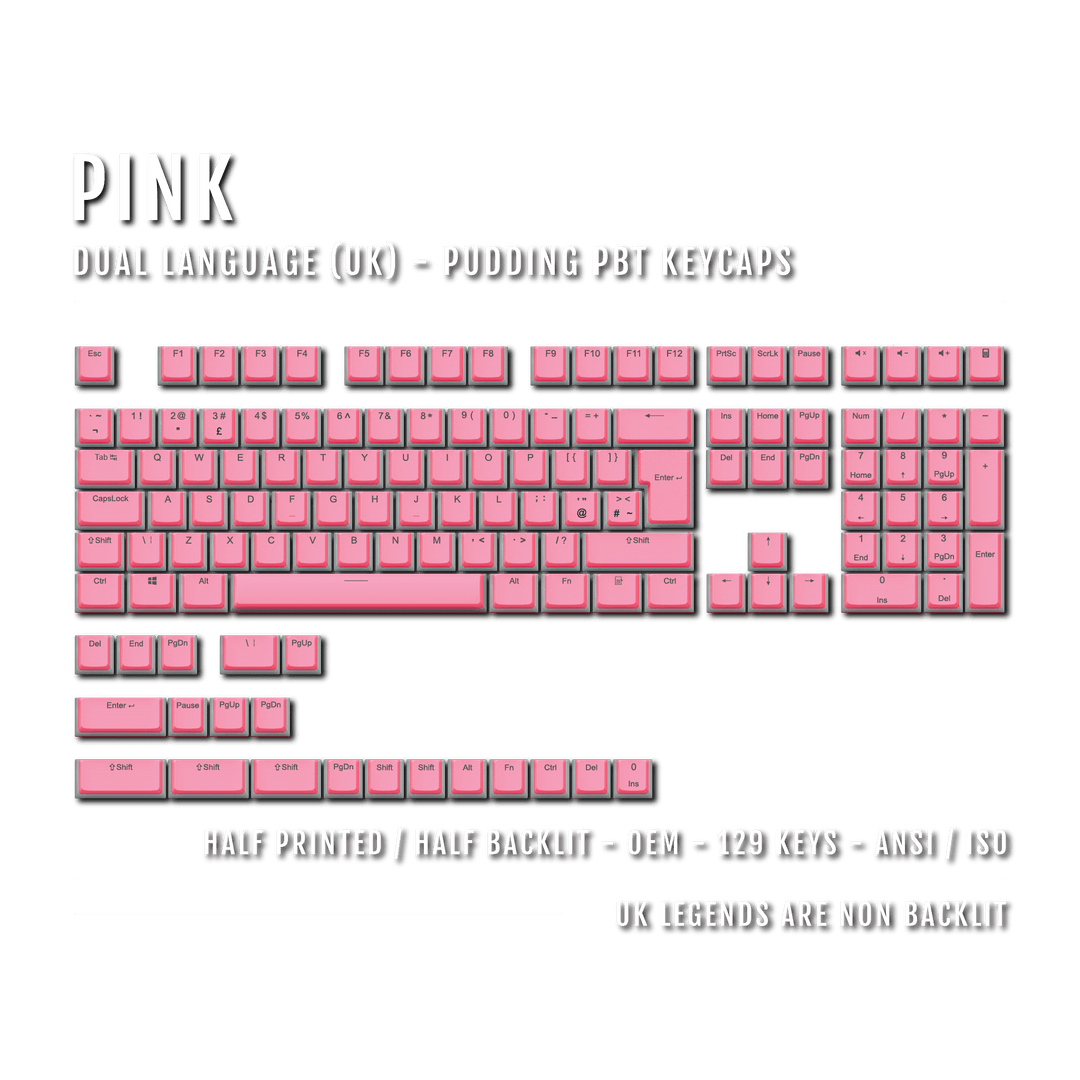 Pink UK Dual Language PBT Pudding Keycaps Krome Keycaps LTD Pudding Single