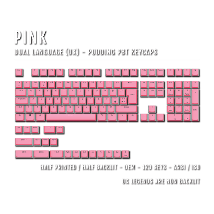 Pink UK Dual Language PBT Pudding Keycaps Krome Keycaps LTD Pudding Single