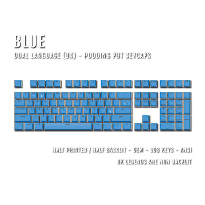 Blue UK Dual Language PBT Pudding Keycaps