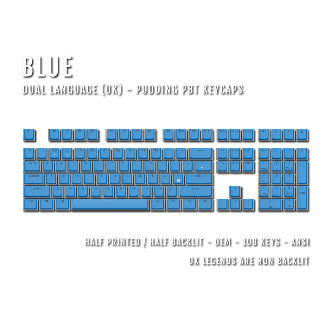 Blue UK Dual Language PBT Pudding Keycaps Krome Keycaps LTD Pudding Single