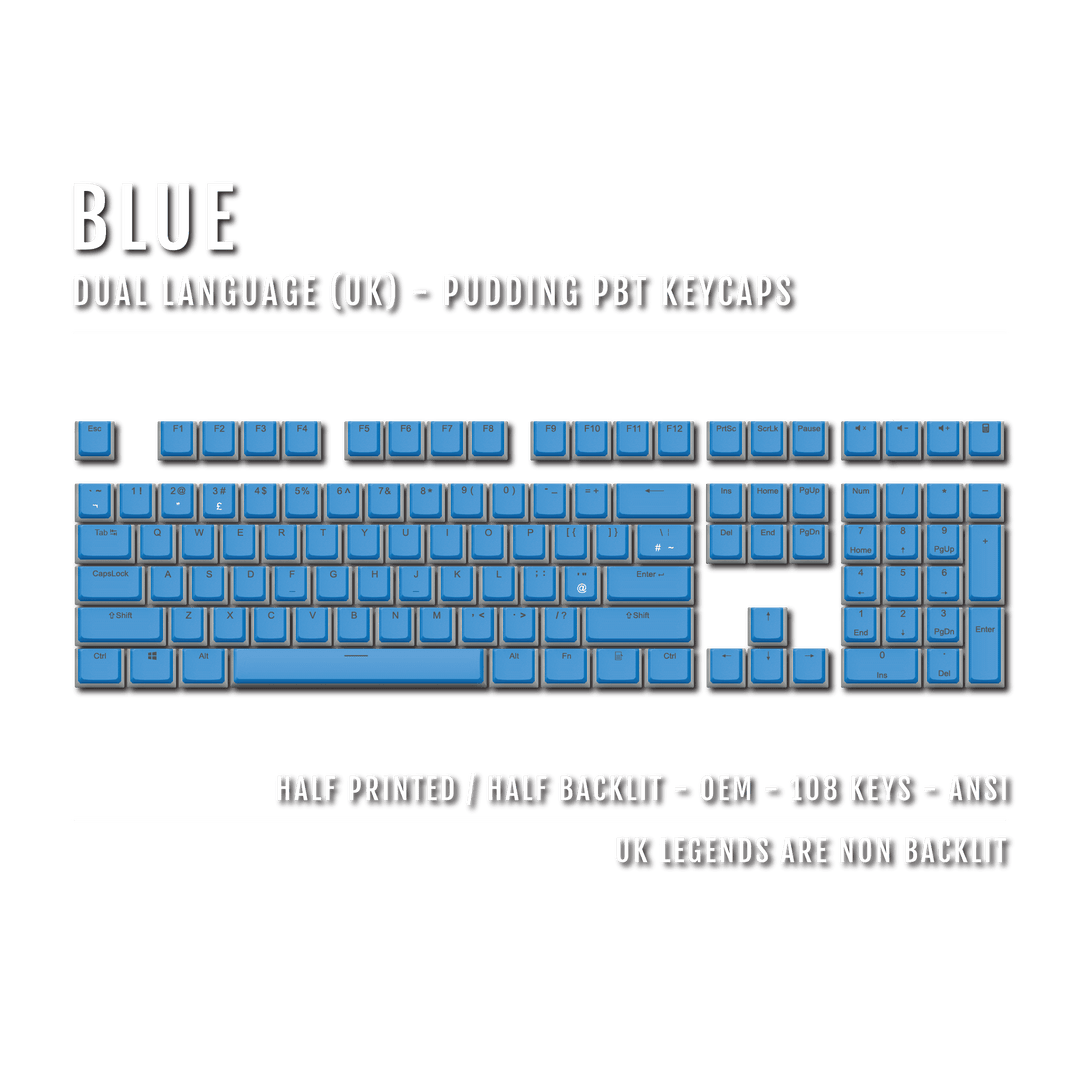 Blue UK Dual Language PBT Pudding Keycaps