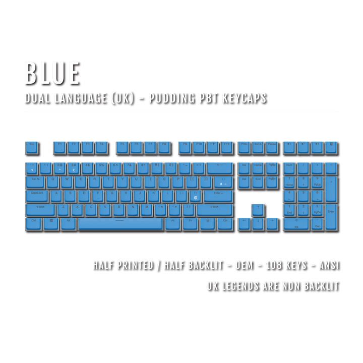 Blue UK Dual Language PBT Pudding Keycaps Krome Keycaps LTD Pudding Single