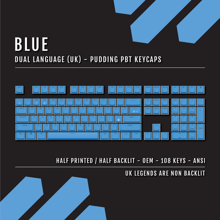 Blue UK Dual Language PBT Pudding Keycaps Krome Keycaps LTD Pudding Single