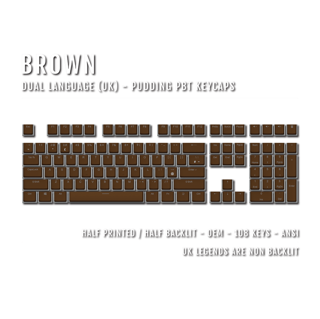 Brown UK Dual Language PBT Pudding Keycaps
