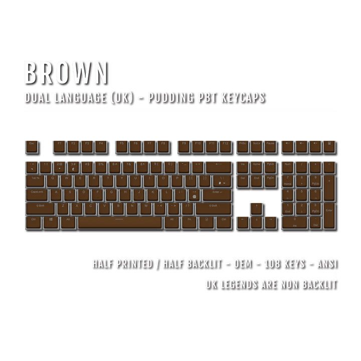 Brown UK Dual Language PBT Pudding Keycaps Krome Keycaps LTD Pudding Single