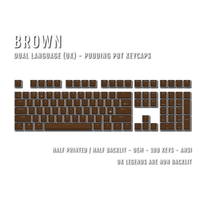 Brown UK Dual Language PBT Pudding Keycaps