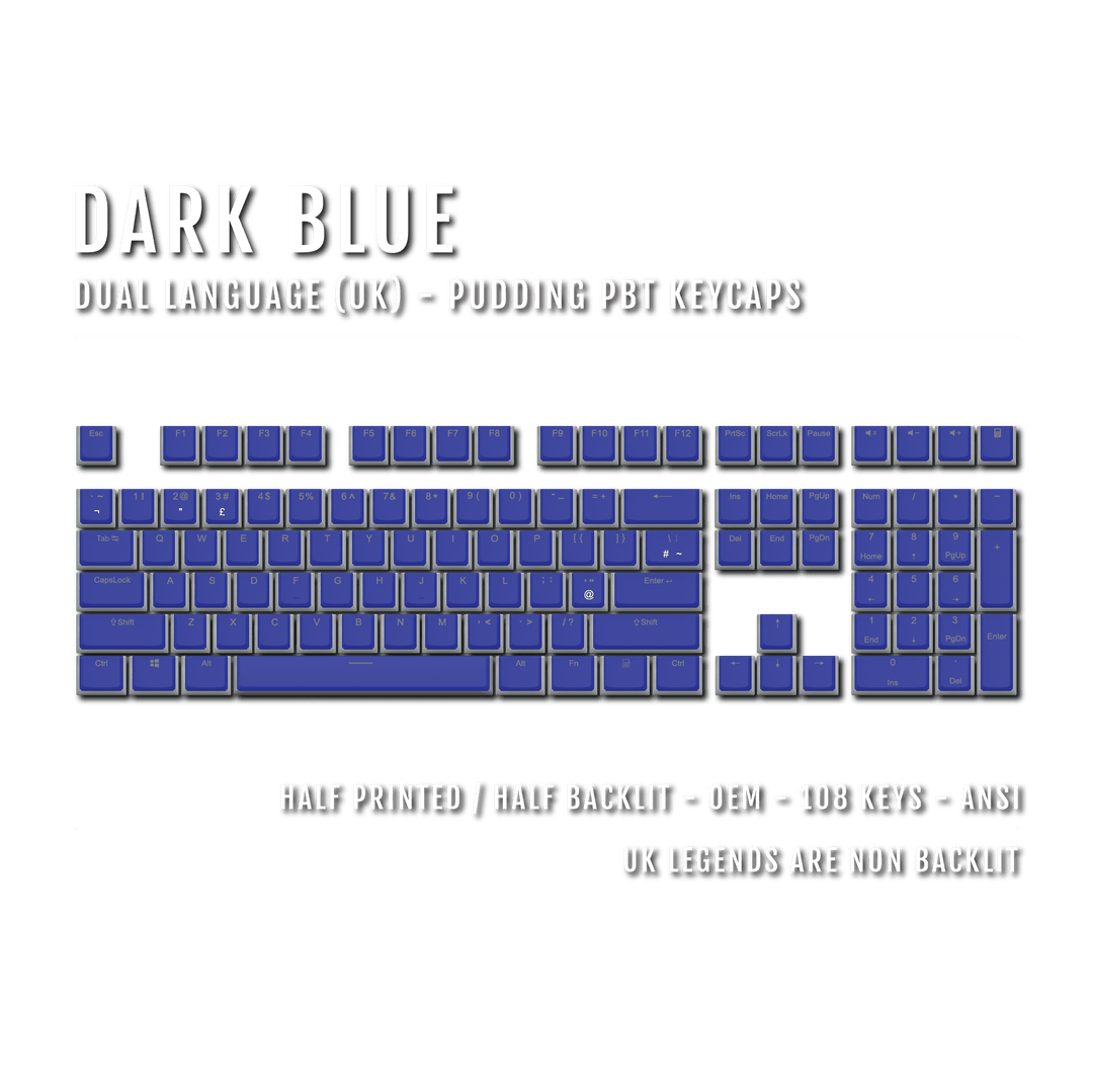 Dark Blue UK & Dual Language PBT Pudding Keycaps Krome Keycaps LTD Pudding Single