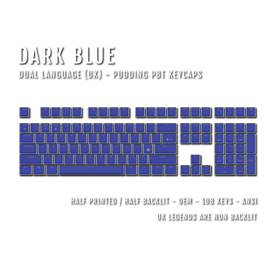 Dark Blue UK & Dual Language PBT Pudding Keycaps