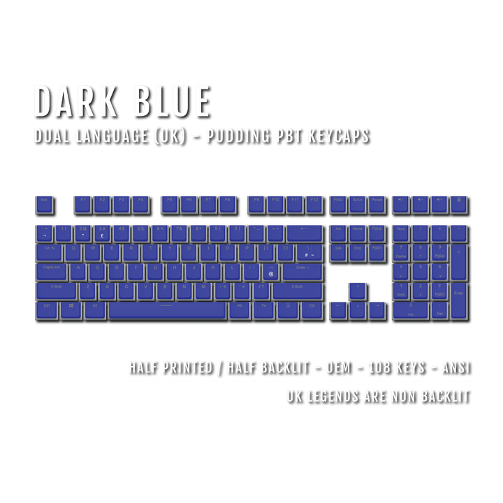 Dark Blue UK & Dual Language PBT Pudding Keycaps Krome Keycaps LTD Pudding Single