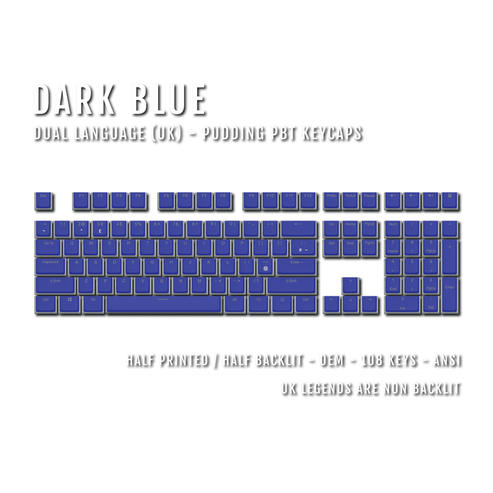 Dark Blue UK & Dual Language PBT Pudding Keycaps