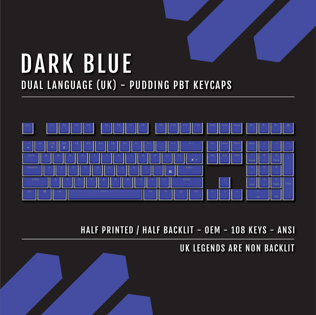 Dark Blue UK & Dual Language PBT Pudding Keycaps