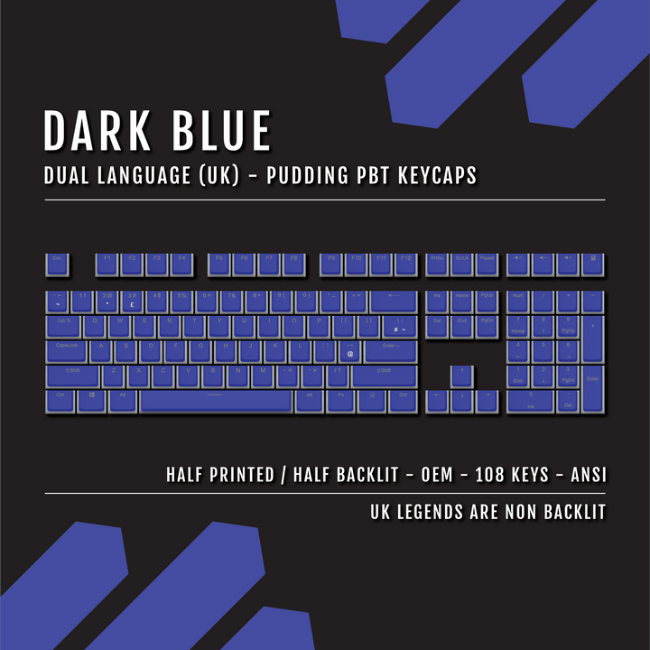 Dark Blue UK & Dual Language PBT Pudding Keycaps Krome Keycaps LTD Pudding Single