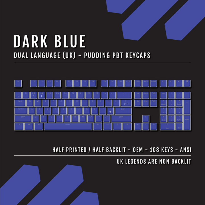 Dark Blue UK & Dual Language PBT Pudding Keycaps