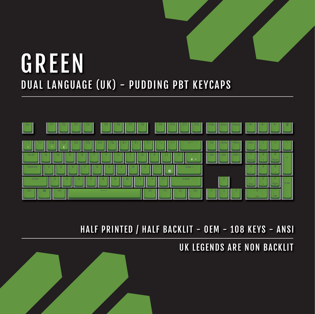 Green UK Dual Language PBT Pudding Keycaps