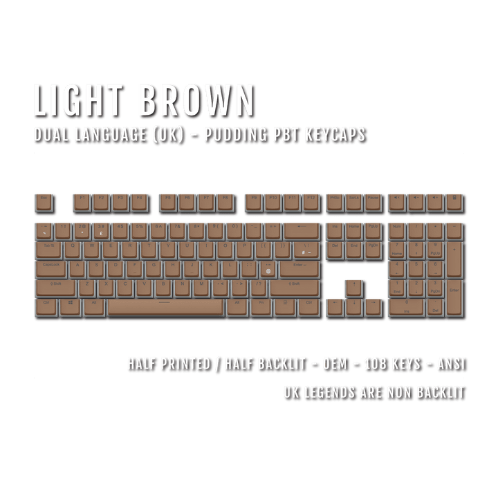 Light Brown UK Dual Language PBT Pudding Keycaps