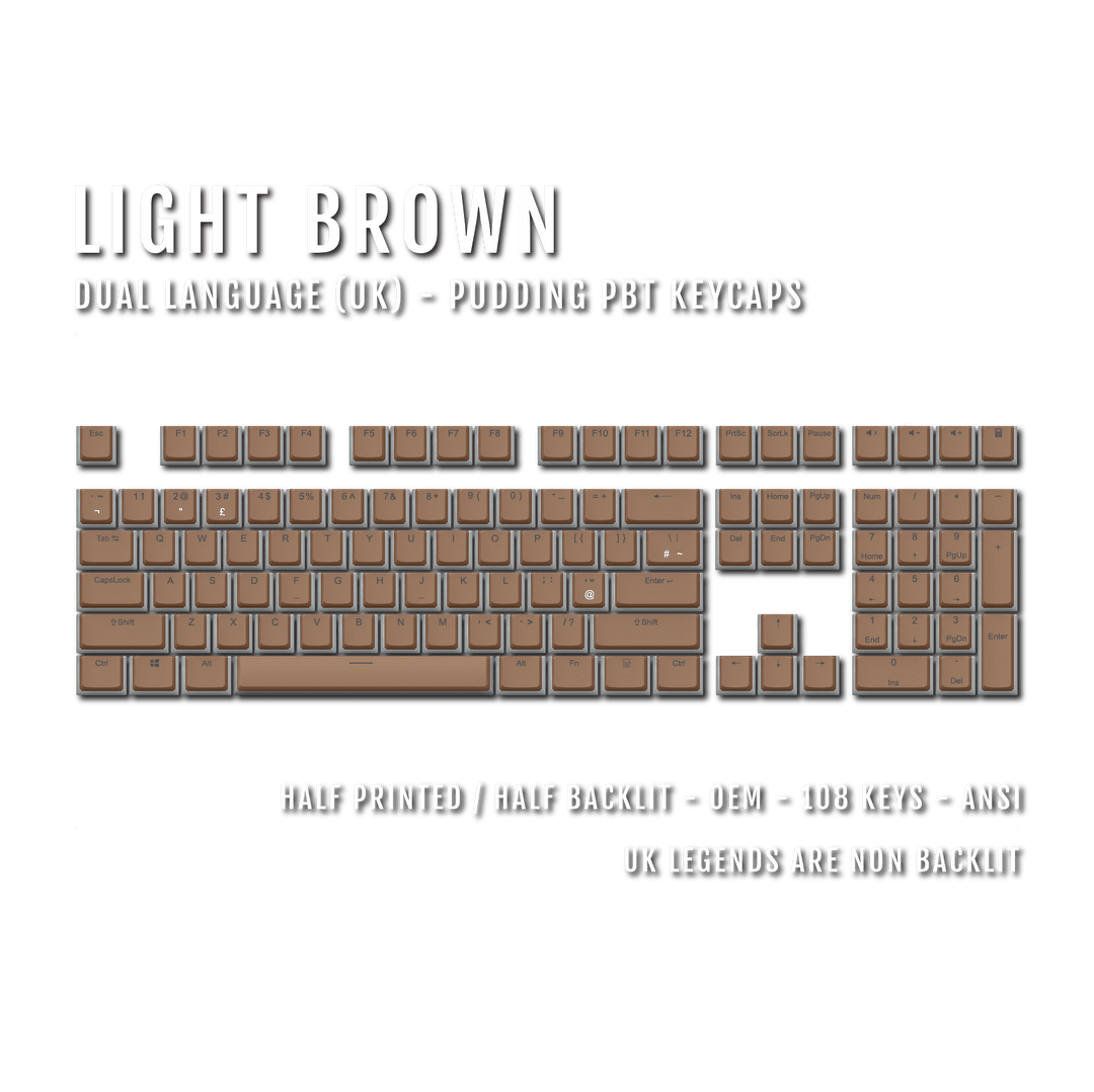 Light Brown UK Dual Language PBT Pudding Keycaps Krome Keycaps LTD Pudding Single