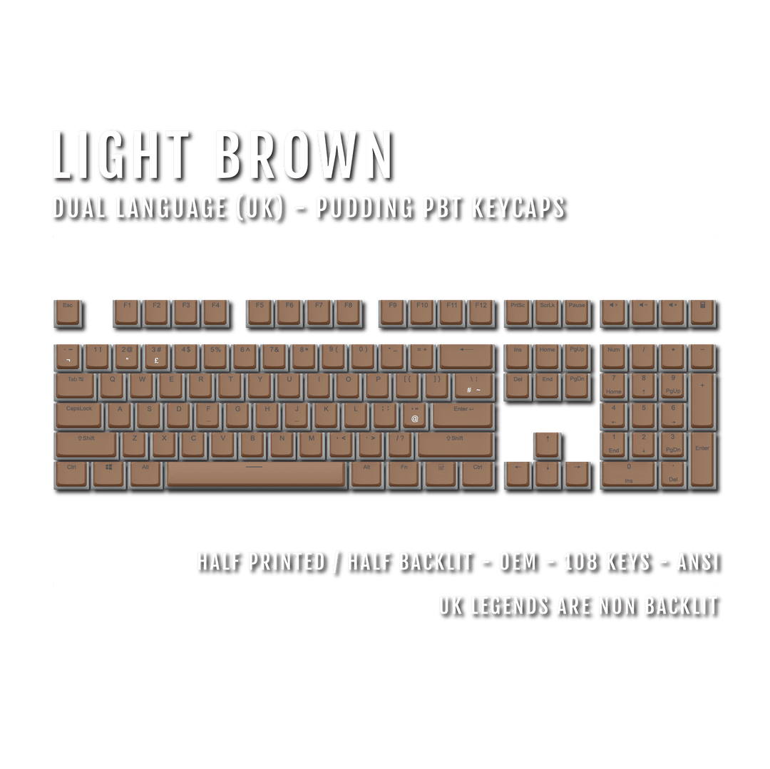 Light Brown UK Dual Language PBT Pudding Keycaps