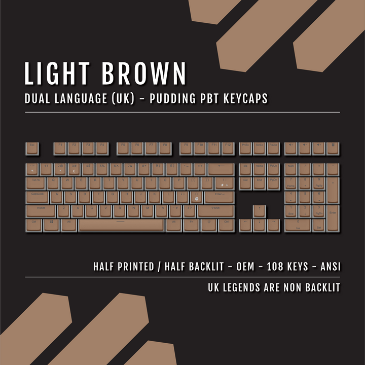Light Brown UK Dual Language PBT Pudding Keycaps