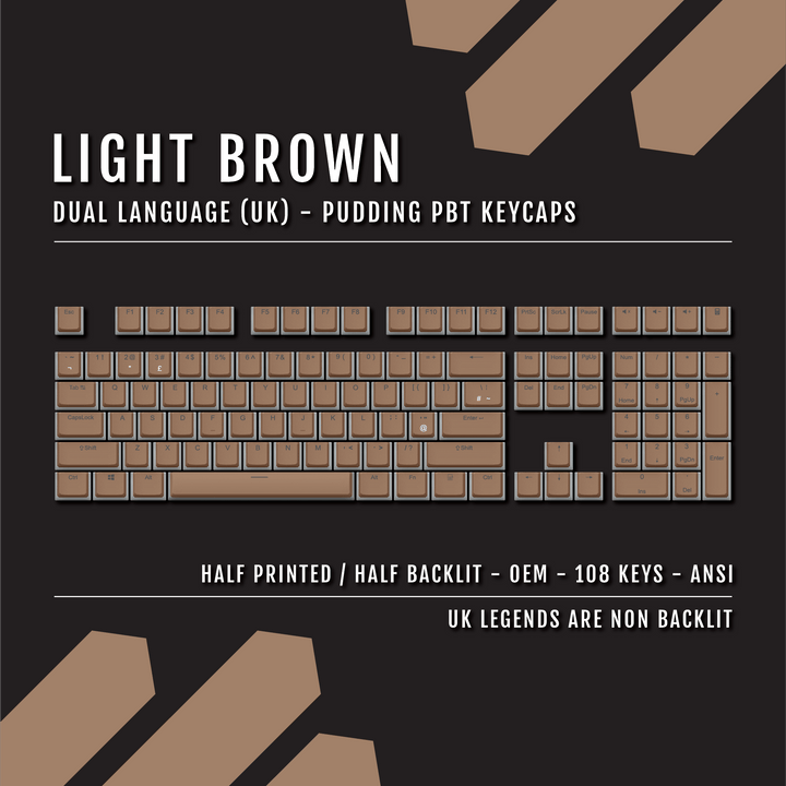 Light Brown UK Dual Language PBT Pudding Keycaps Krome Keycaps LTD Pudding Single