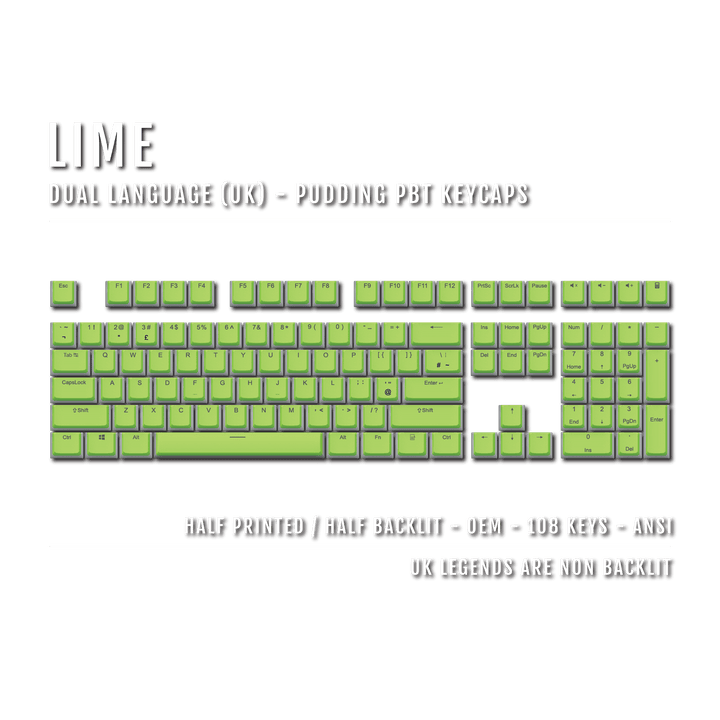 Lime UK Dual Language PBT Pudding Keycaps Krome Keycaps LTD Pudding Single