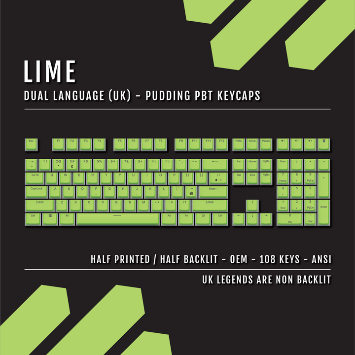 Lime UK Dual Language PBT Pudding Keycaps