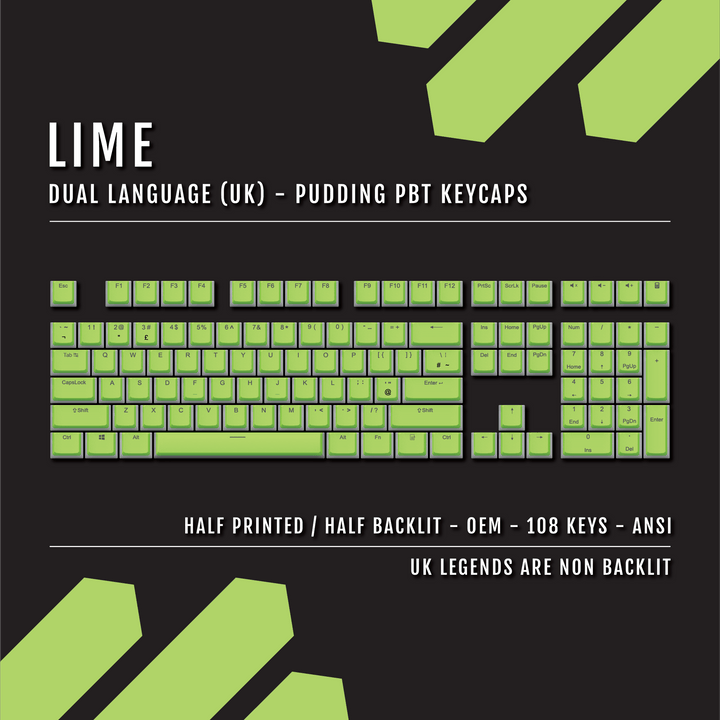 Lime UK Dual Language PBT Pudding Keycaps Krome Keycaps LTD Pudding Single