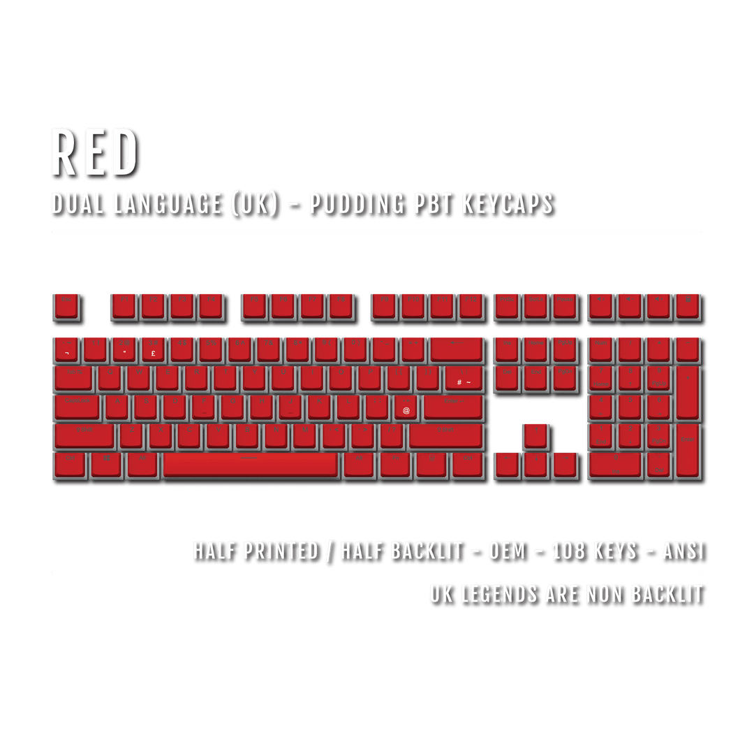 Red UK Dual Language PBT Pudding Keycaps Krome Keycaps LTD Pudding Single