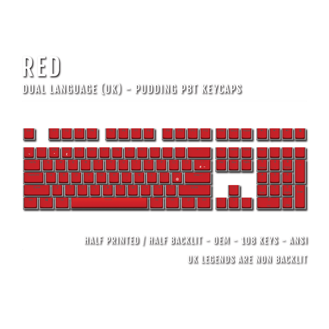 Red UK Dual Language PBT Pudding Keycaps