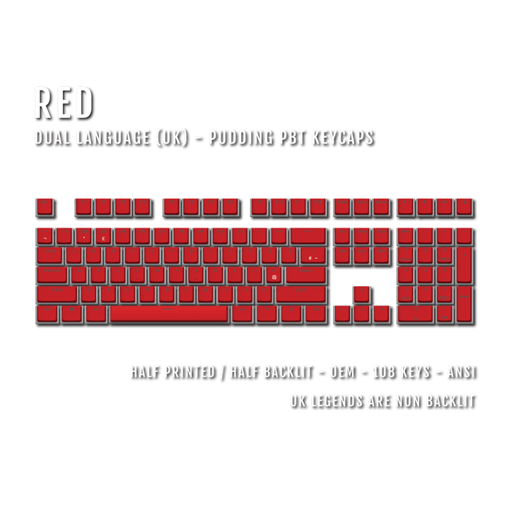 Red UK Dual Language PBT Pudding Keycaps