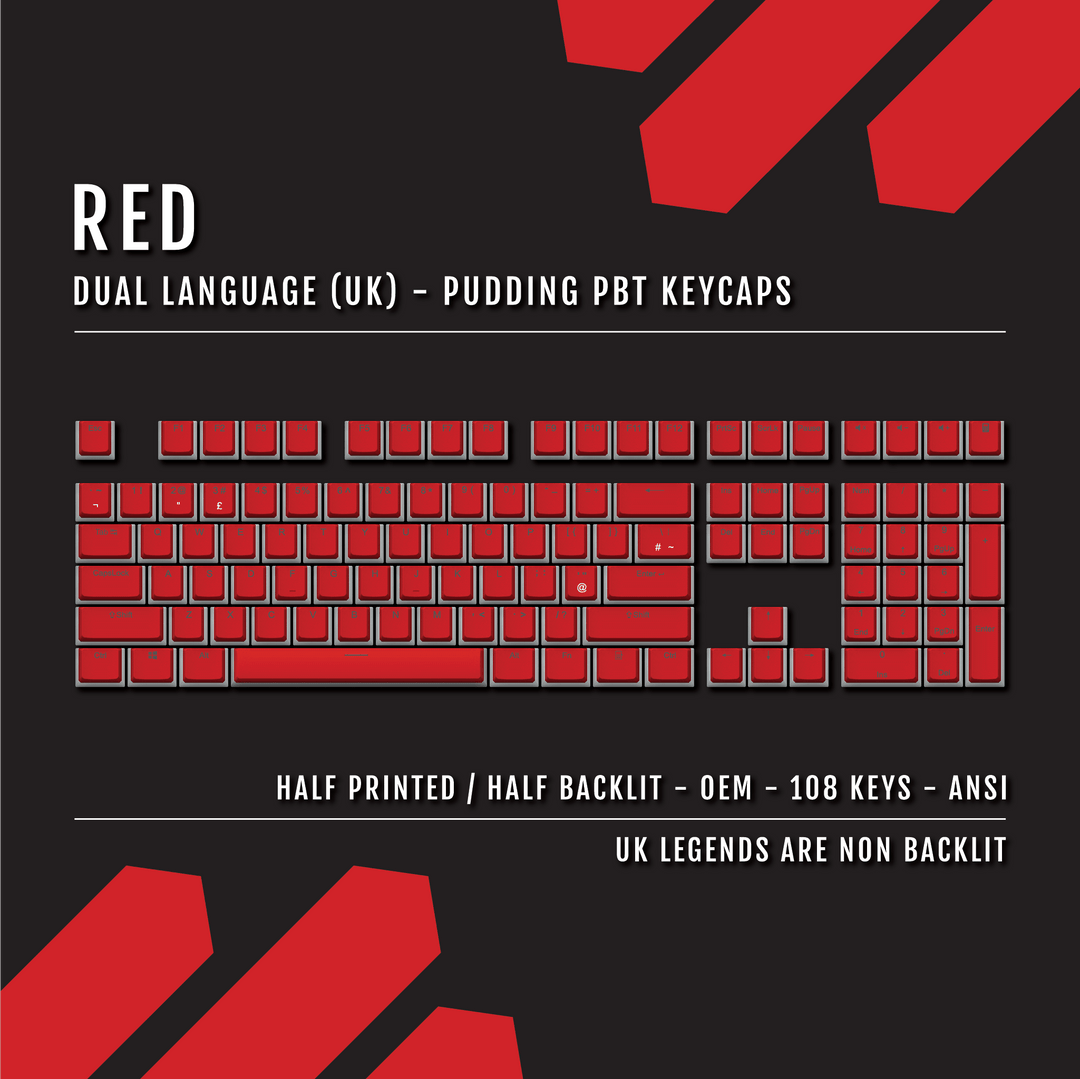Red UK Dual Language PBT Pudding Keycaps
