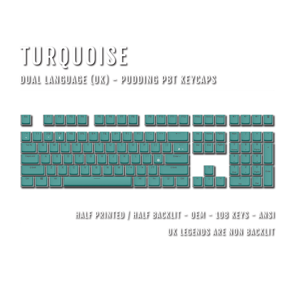 Turquoise UK & Dual Language PBT Pudding Keycaps Krome Keycaps LTD Pudding Single