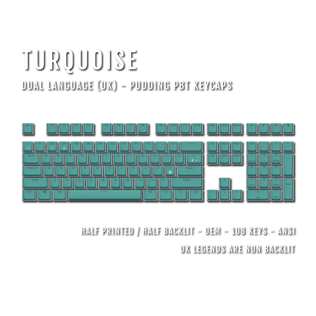 Turquoise UK & Dual Language PBT Pudding Keycaps Krome Keycaps LTD Pudding Single