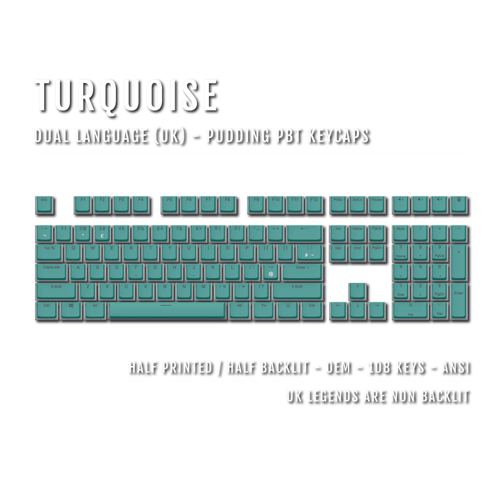 Turquoise UK & Dual Language PBT Pudding Keycaps Krome Keycaps LTD Pudding Single