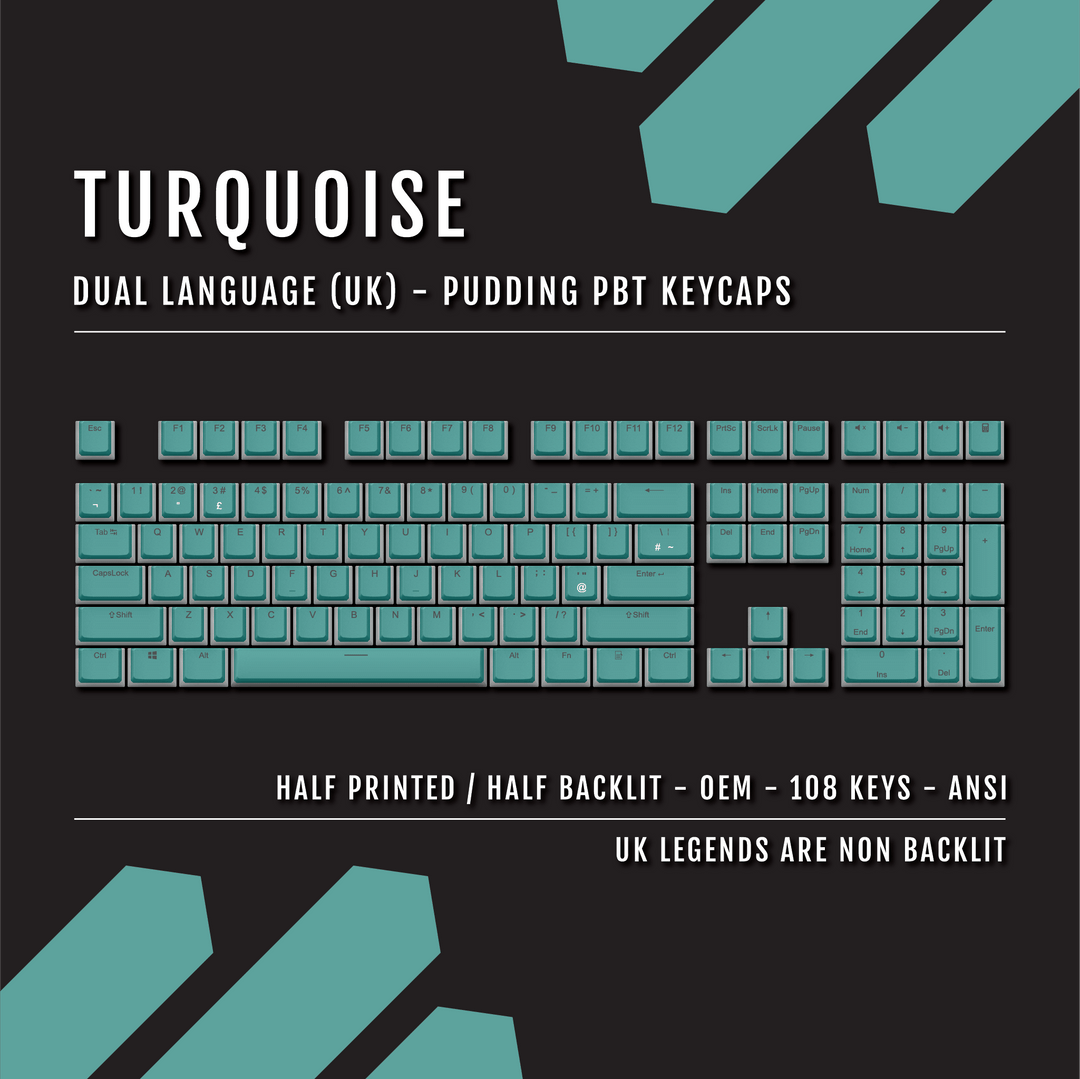 Turquoise UK & Dual Language PBT Pudding Keycaps Krome Keycaps LTD Pudding Single
