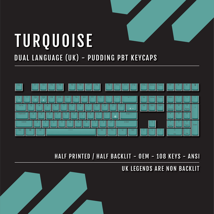 Turquoise UK & Dual Language PBT Pudding Keycaps Krome Keycaps LTD Pudding Single