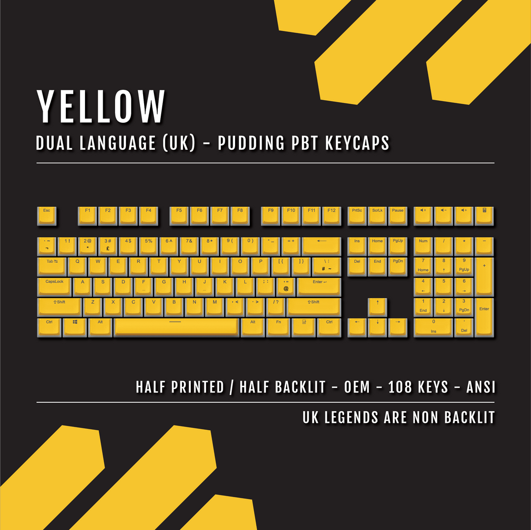 Yellow UK Dual Language PBT Pudding Keycaps