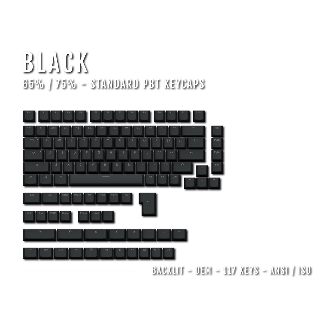 US Black Backlit Keycaps - ISO/ANSI - 65/75% - kromekeycaps