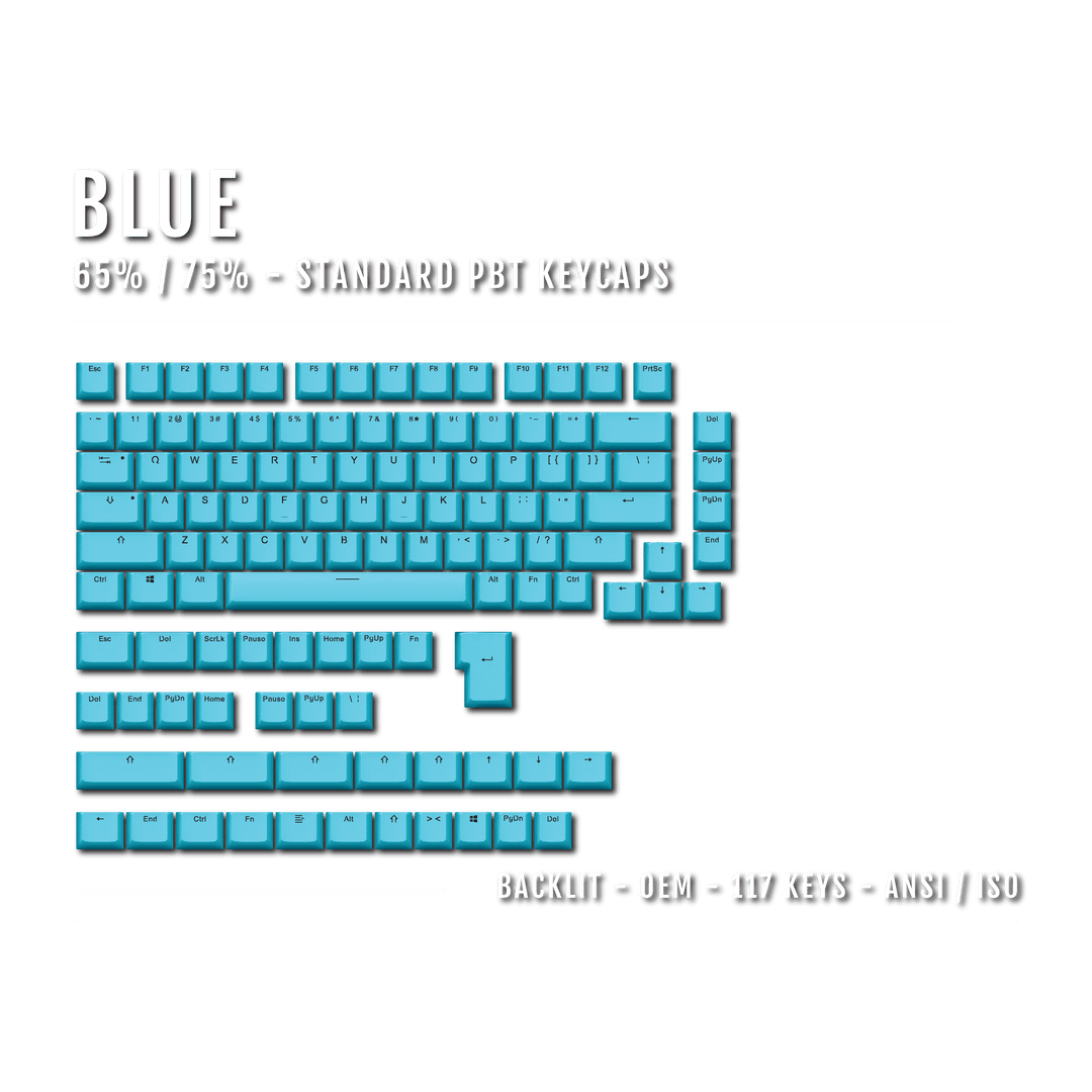 Blue Backlit PBT Keycaps - 65/75% Krome Keycaps LTD Single Colour, USA