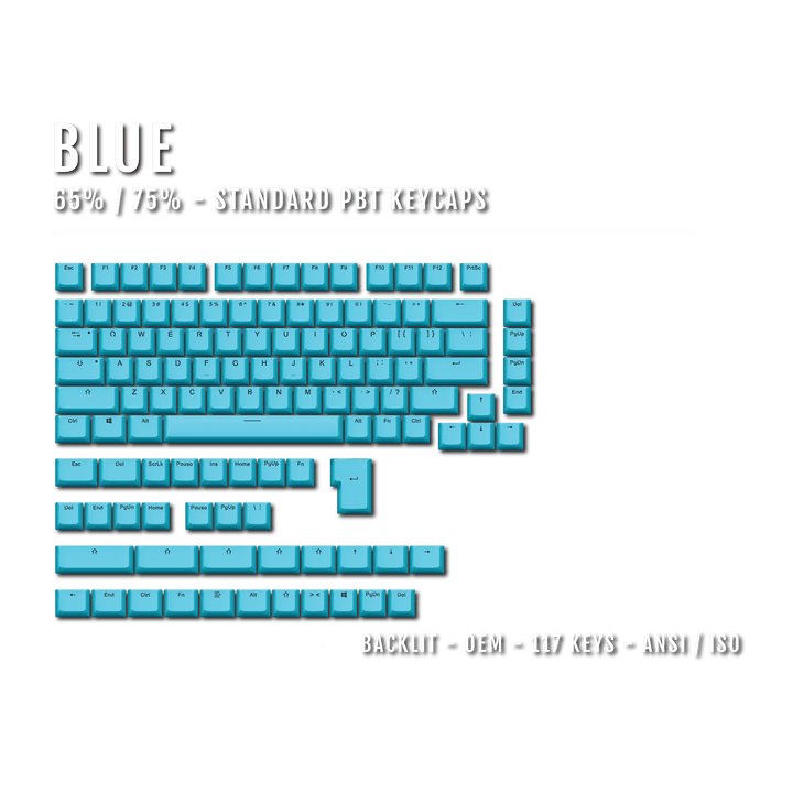 US Blue Backlit Keycaps - ISO/ANSI - 65/75% - kromekeycaps
